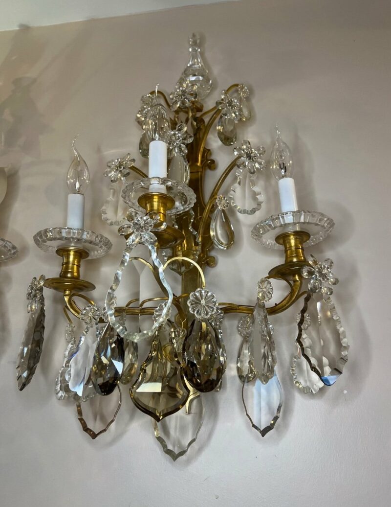 grande paire appliques bronze et cristal