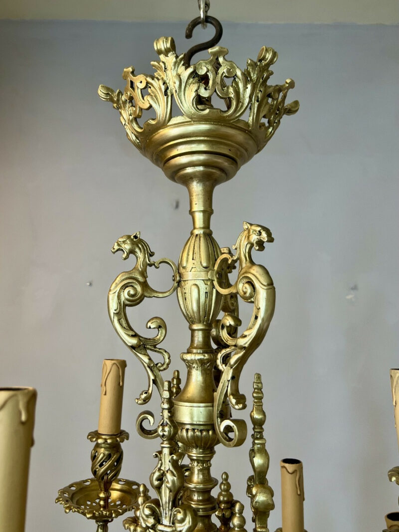 lustre bronze néogothique