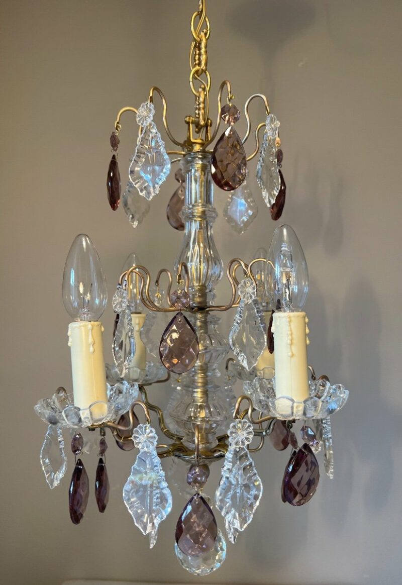 chamant lustre à pampilles et cristal couleur