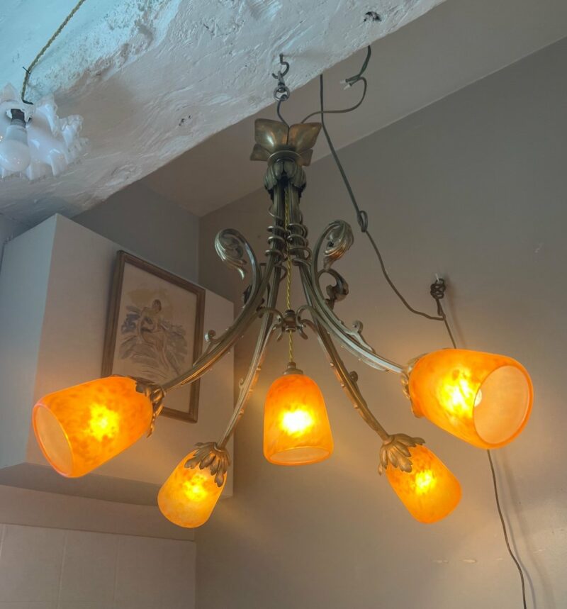 Lustre Daum art nouveau atelier beaumanoir Bretagne