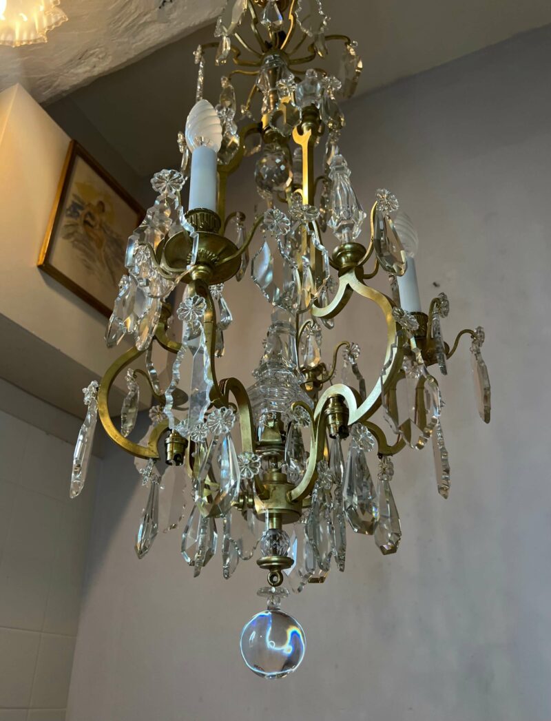 lustre remis en etat Bretagne france bronze cristal